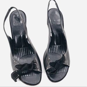 Black Open Toe Leather Sandals Bally Sz 38.5
